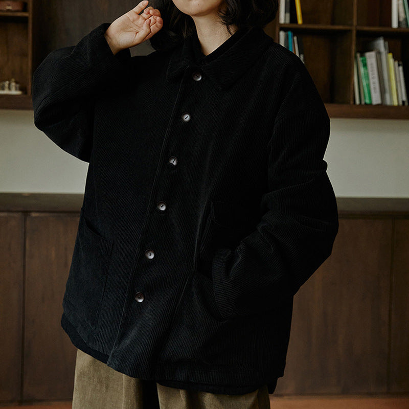 women's retro cotton corduroy jacket, view 6 - MRSLM