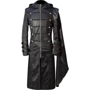 black stand collar punk gothic cape coat, view 2 - MRSLM