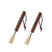 espresso grinder brush with wooden handle, view 2 - MRSLM