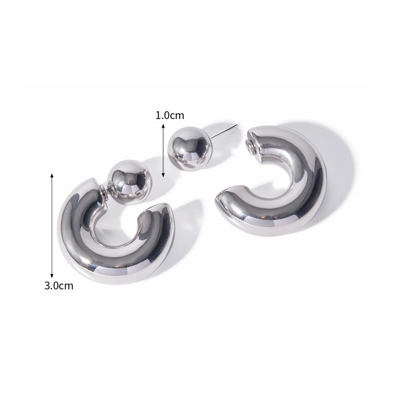 chunky geometric c-shaped earrings, view 8 - MRSLM