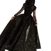 Women's long sleeve black dress, view 5 - MRSLM