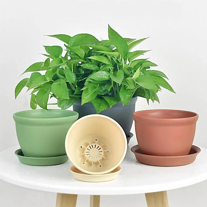 Round indoor plant pot with tray - MRSLM