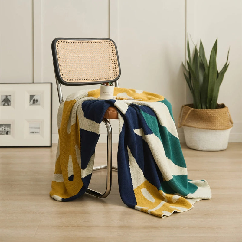 leaf jacquard knitted blanket, view 4 - MRSLM