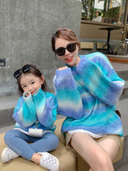 mom and kids matching striped sweater coat, view 6 - MRSLM
