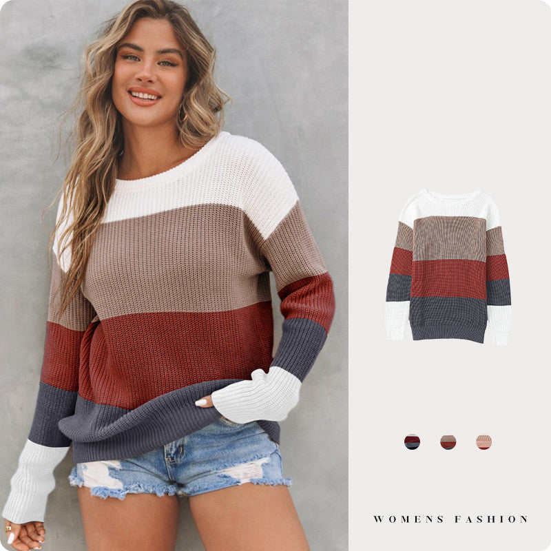 long sleeve contrast color basic top - MRSLM