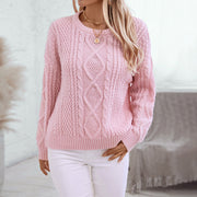 Women's pink retro cable knit sweater, view 4 - MRSLM