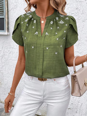 Women's half-open collar printed blouse, view 6 - MRSLM