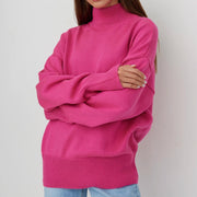 womens oversized turtleneck knitted sweater, view 25 - MRSLM