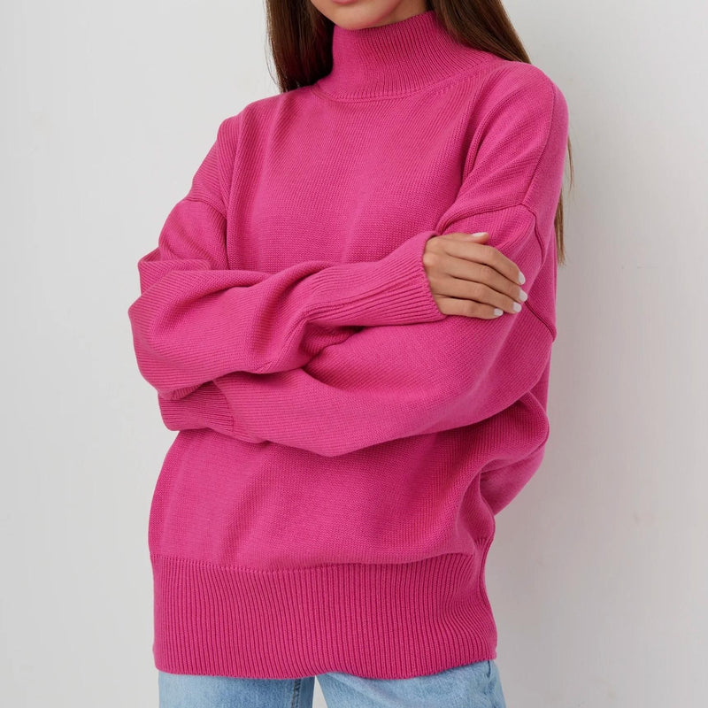 womens oversized turtleneck knitted sweater, view 25 - MRSLM