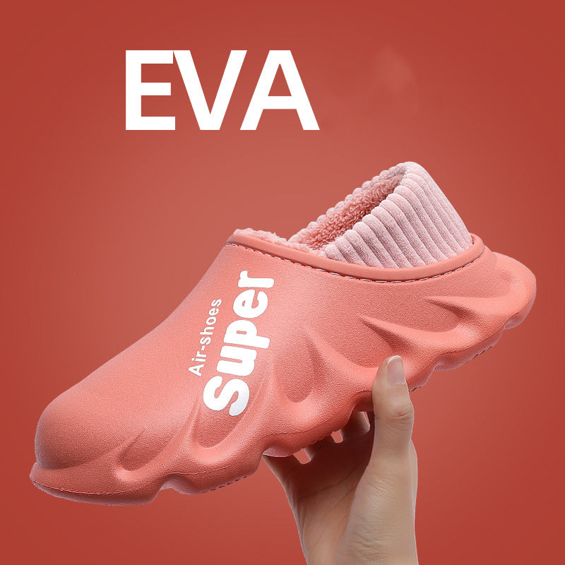 Home Slippers EVA Waterproof Warm Plush Indoor Shoes Couple Shoes