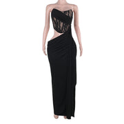 black lace tube top hollow dress, view 6 - MRSLM