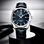 men's 41mm leather band quartz watch - MRSLM