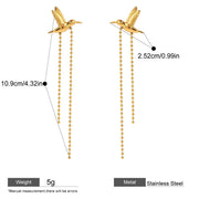 peace dove tassel earrings, view 2 - MRSLM