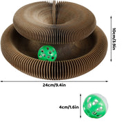 foldable cat scratcher with bell ball, view 2 - MRSLM