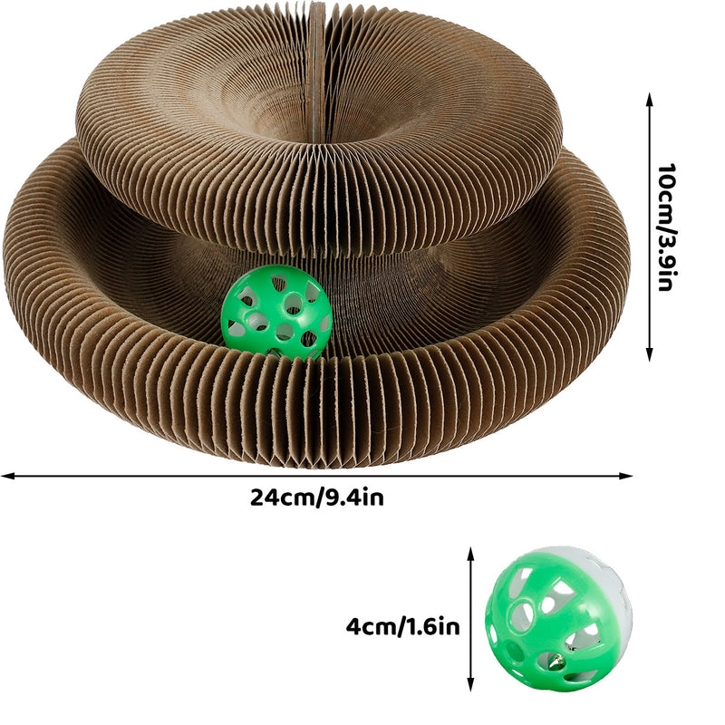 foldable cat scratcher with bell ball, view 2 - MRSLM