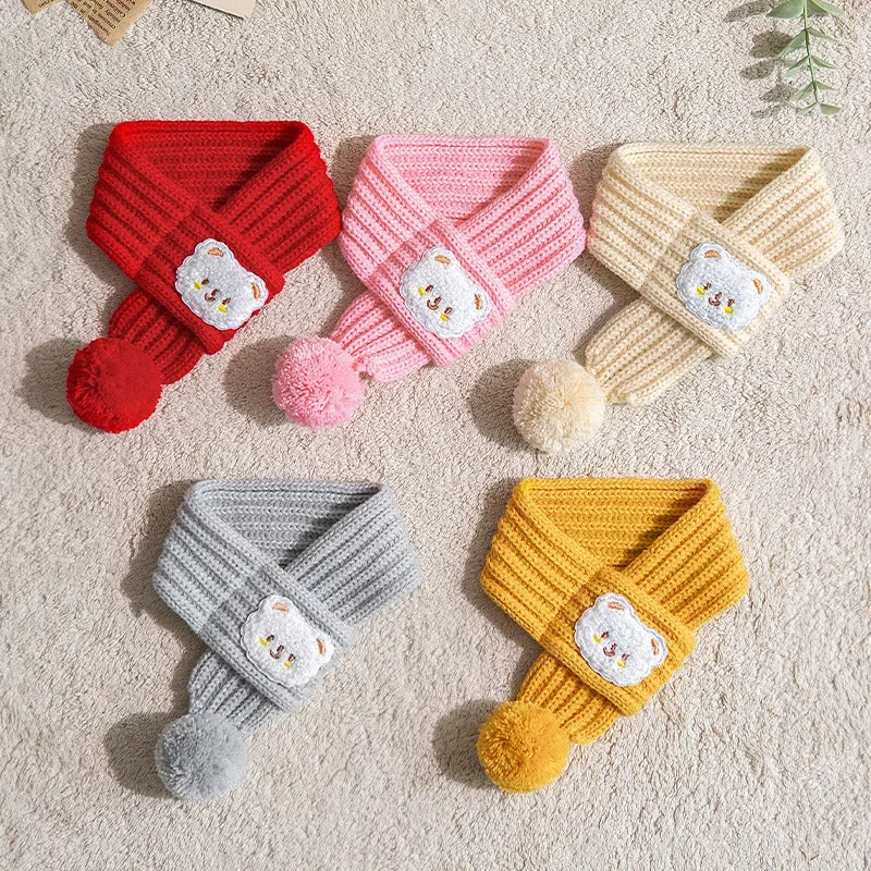 dog knitted scarf with fuzzy pompom - MRSLM