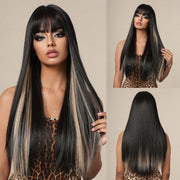 women's long straight wig with bangs, view 2 - MRSLM
