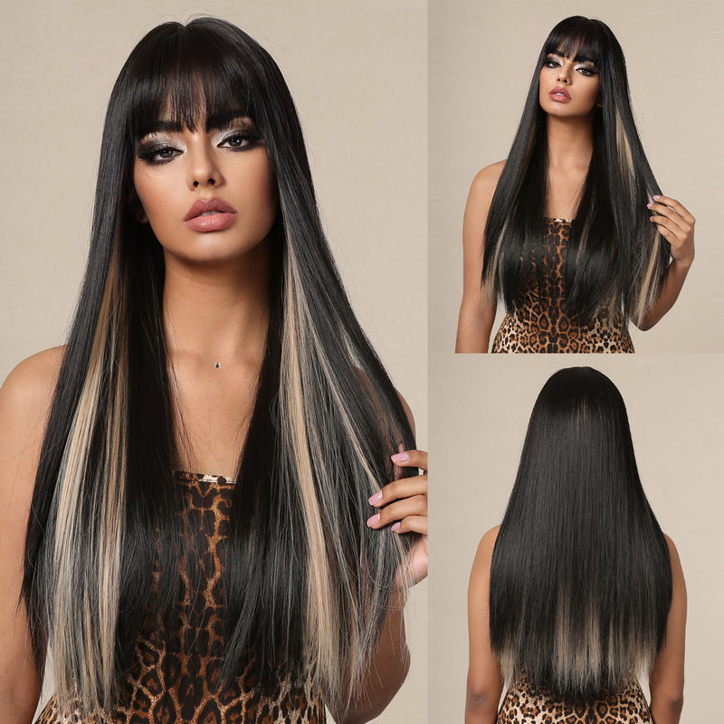 women's long straight wig with bangs, view 2 - MRSLM
