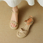 chunky heel leather casual sandals, view 6 - MRSLM