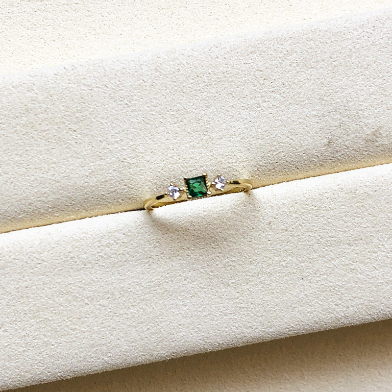 S925 silver adjustable green stone ring, view 10 - MRSLM