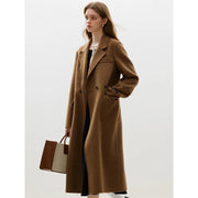 camel hair long woolen coat for women, view 2 - MRSLM