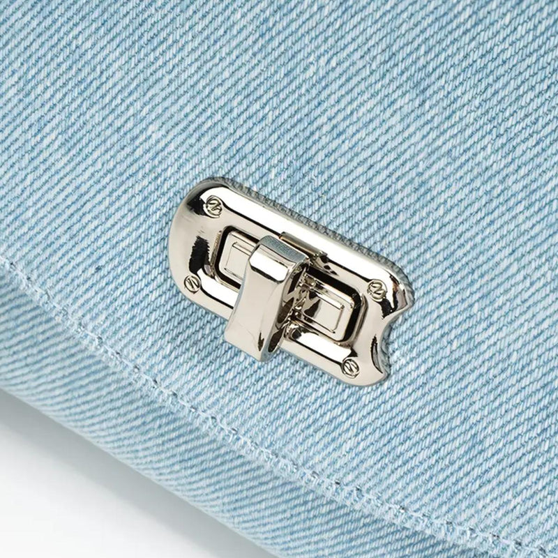 Denim and leather briefcase-style shoulder bag, view 6 - MRSLM