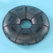portable 7-day round pill case, view 3 - MRSLM
