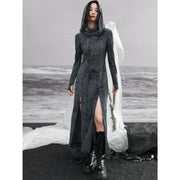 hooded high neck knit dress, view 3 - MRSLM