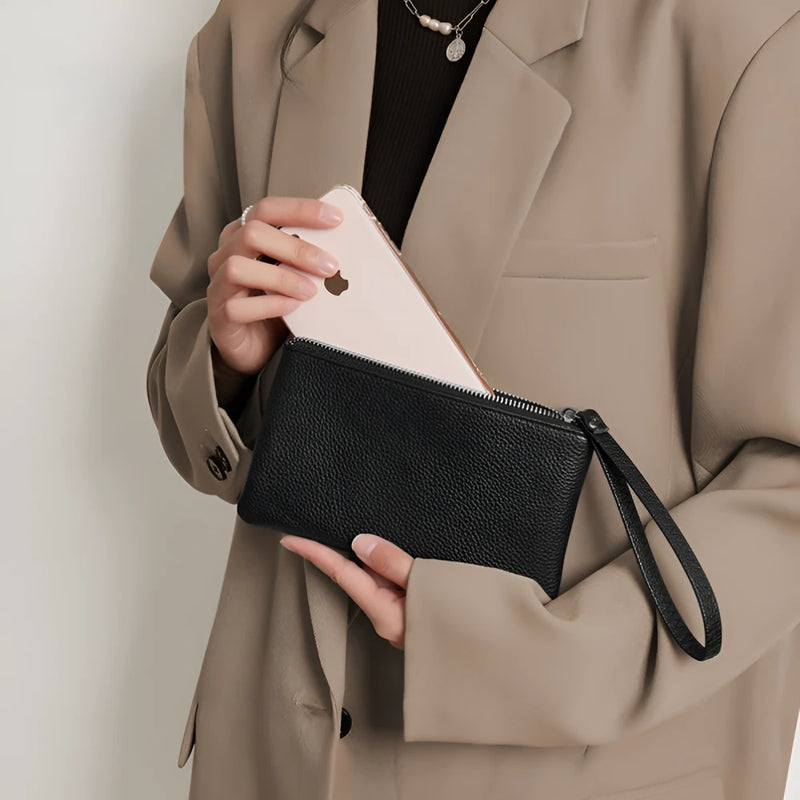 women's leather zipper wallet, view 4 - MRSLM