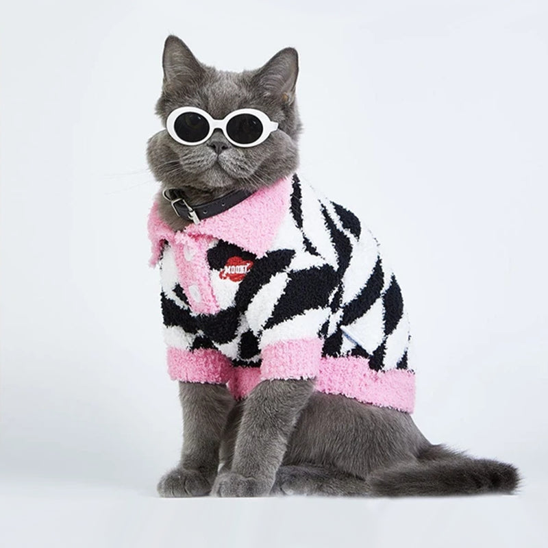winter fleece dog sweater with rhombus print - MRSLM