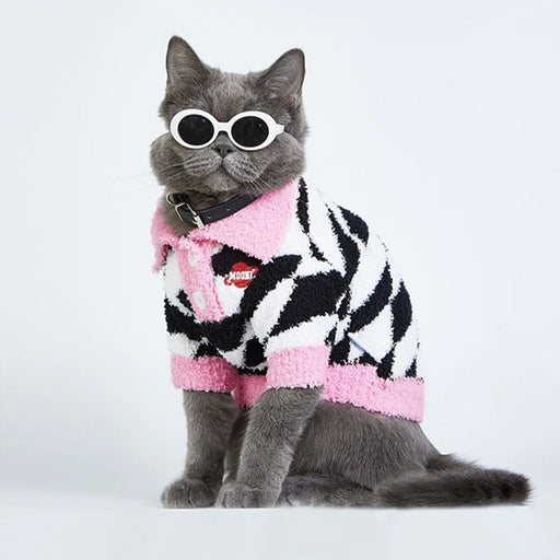winter fleece dog sweater with rhombus print - MRSLM