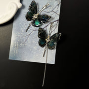 asymmetric butterfly tassel earrings, view 3 - MRSLM