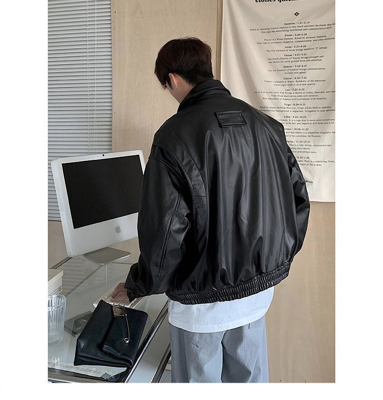 men's vintage motorcycle PU leather coat, view 7 - MRSLM