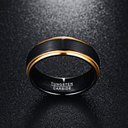 men's black and gold tungsten steel ring, view 5 - MRSLM