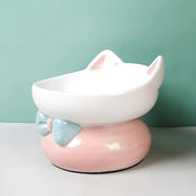 cute ceramic elevated cat bowl, view 3 - MRSLM