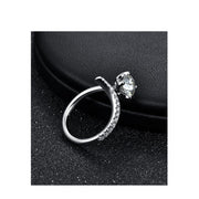small moissanite geometric silver ring, view 5 - MRSLM