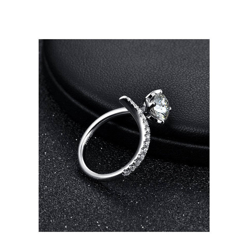 small moissanite geometric silver ring, view 5 - MRSLM
