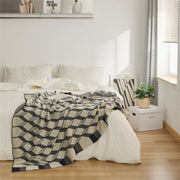 3d cube cotton knitted plaid blanket, view 4 - MRSLM