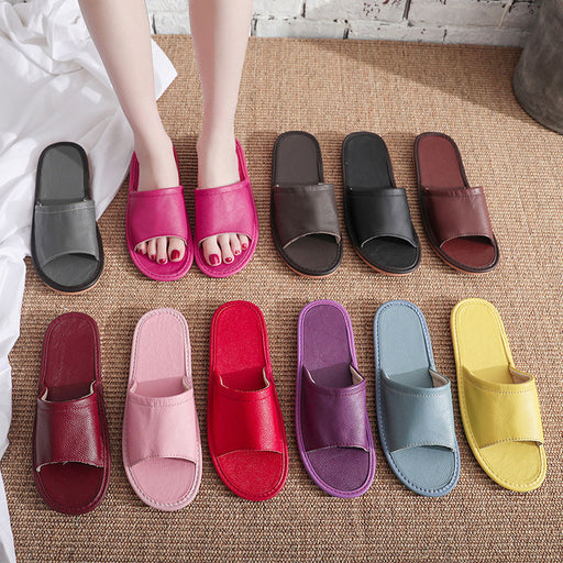 home cowhide leather slippers - MRSLM