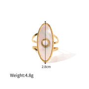 gold plated oval shell pearl adjustable ring, view 2 - MRSLM
