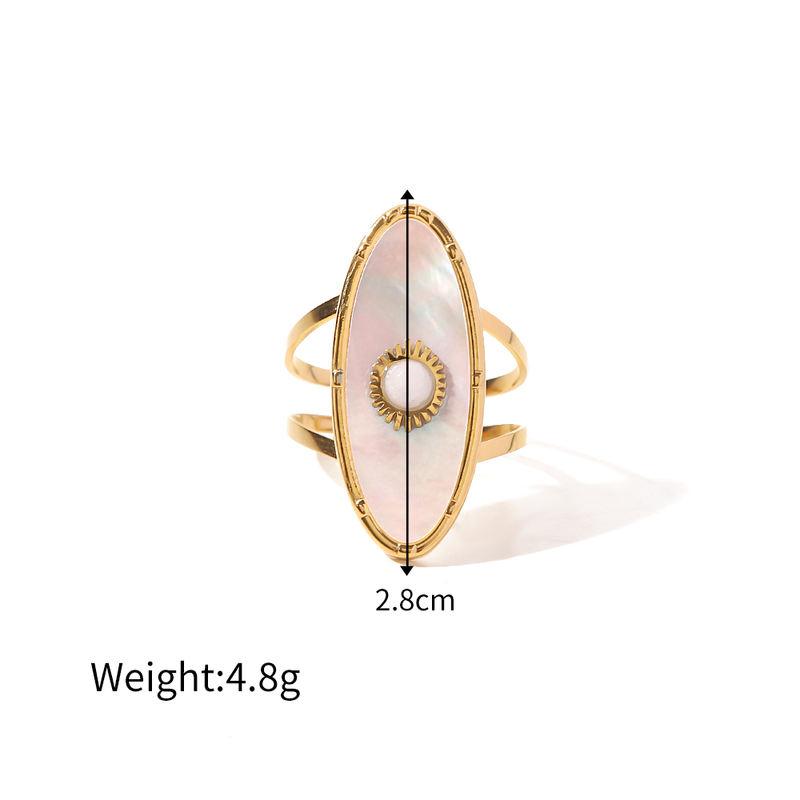 gold plated oval shell pearl adjustable ring, view 2 - MRSLM