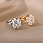 heart and clover adjustable women's ring, view 8 - MRSLM