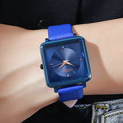 women's square dial leather strap watch, view 4 - MRSLM