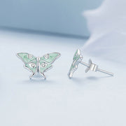 mint green butterfly earrings, view 4 - MRSLM