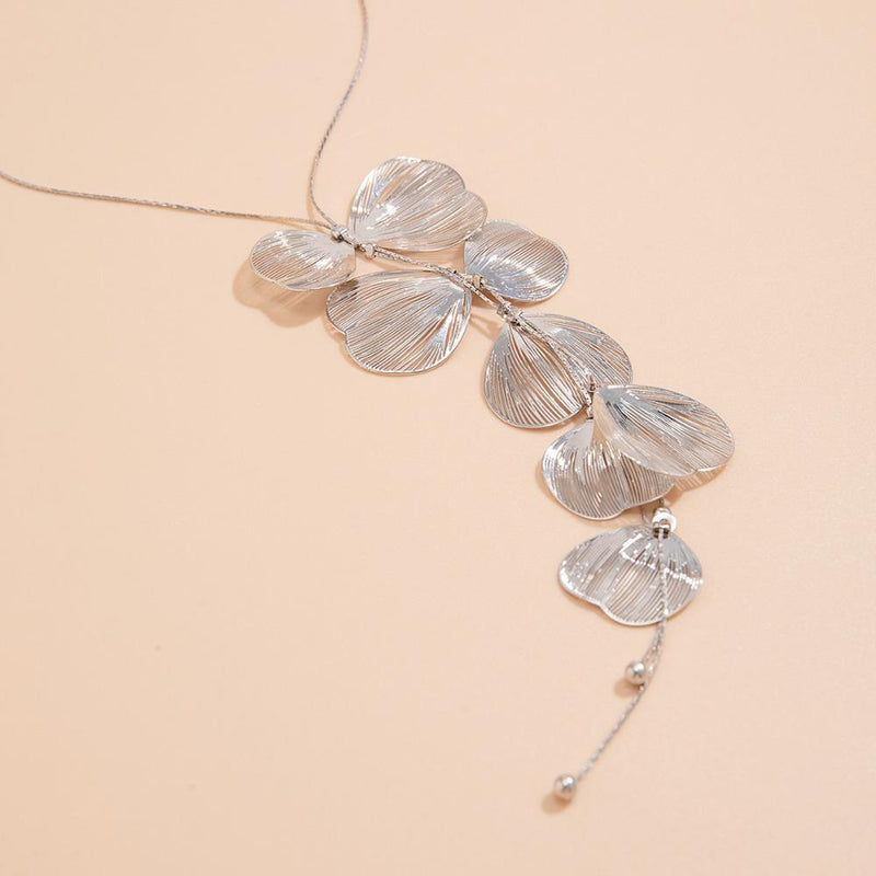 flower petal pendant choker necklace, view 9 - MRSLM
