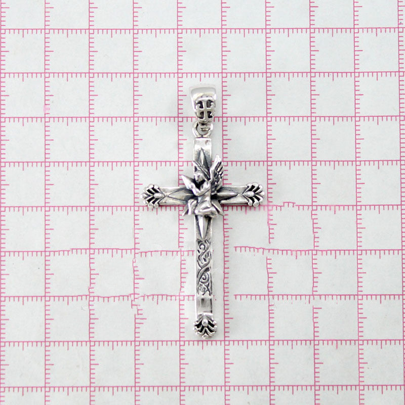 retro silver cross pendant, view 4 - MRSLM
