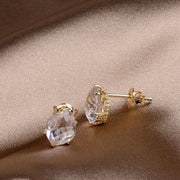 white crystal stud earrings, view 2 - MRSLM