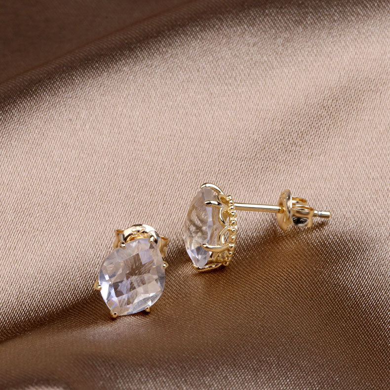 white crystal stud earrings, view 2 - MRSLM