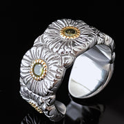 women's small daisy 925 silver ring, view 4 - MRSLM