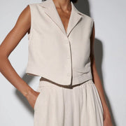 vest and high waist wide leg pants suit, view 2 - MRSLM